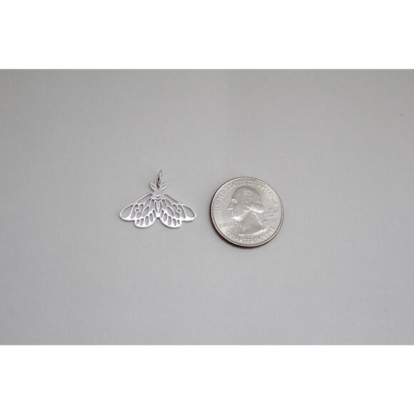 Sterling Silver Openwork Moth Charm, Sterling Silver Openwork Moth Pendant - Picture 3 of 4